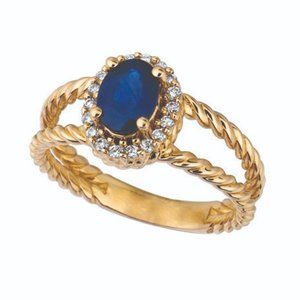 1.40 Carat Natural Diamond and Sapphire Oval Ring
